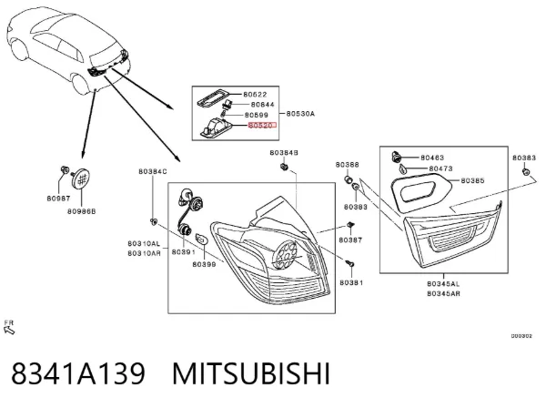 Lampa oświetlenia tylnej tablicy rejestracyjnej 8341A139 Mitsubishi