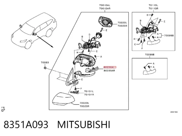 Kierunkowskaz lusterka lewy 8351A093 Mitsubishi