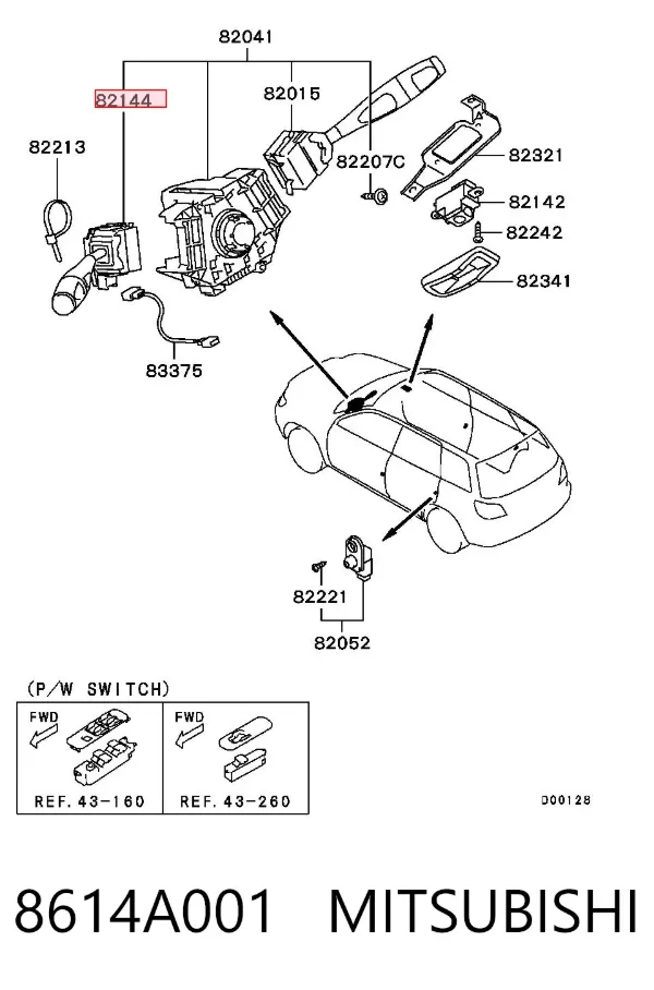 Przełącznik zespolony lewy 8614A001 Mitsubishi