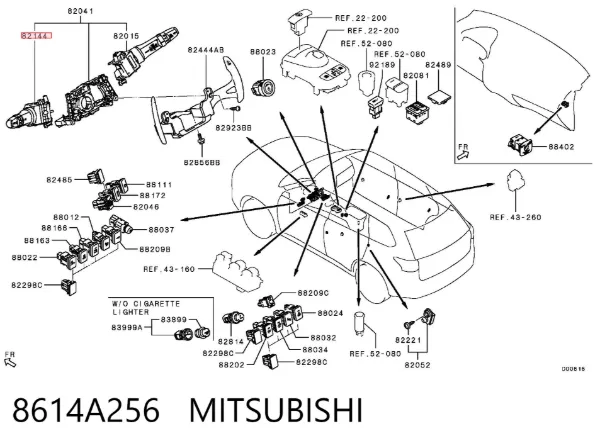 Przełącznik zespolony lewy 8614A256 Mitsubishi