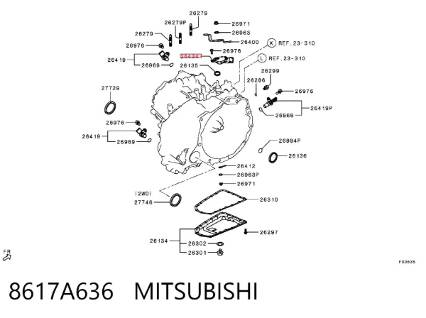 Czujnik położenia wybieraka automatycznej skrzyni biegów 8617A636 Mitsubishi