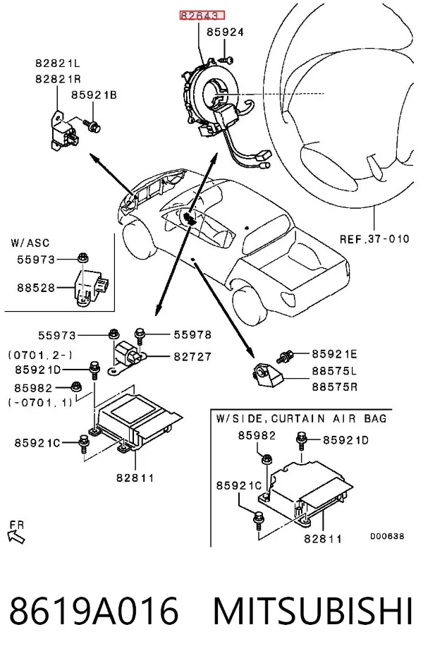 Pierścień kontaktowy AIRBAG, taśma kierownicy 8619A016 Mitsubishi