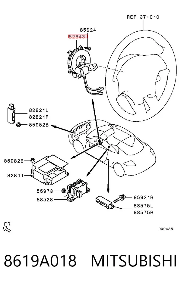 Pierścień kontaktowy AIRBAG, taśma kierownicy 8619A018 Mitsubishi