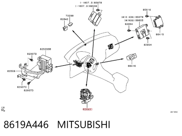 Pierścień kontaktowy AIRBAG, taśma kierownicy 8619A446 Mitsubishi