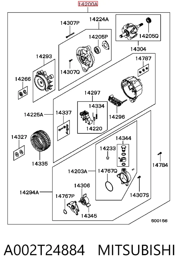 Alternator A002T24884 Mitsubishi