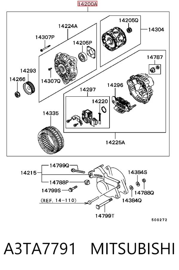 Alternator A3TA7791 Mitsubishi