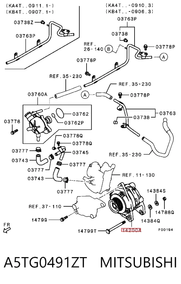 Alternator A5TG0491ZT Mitsubishi