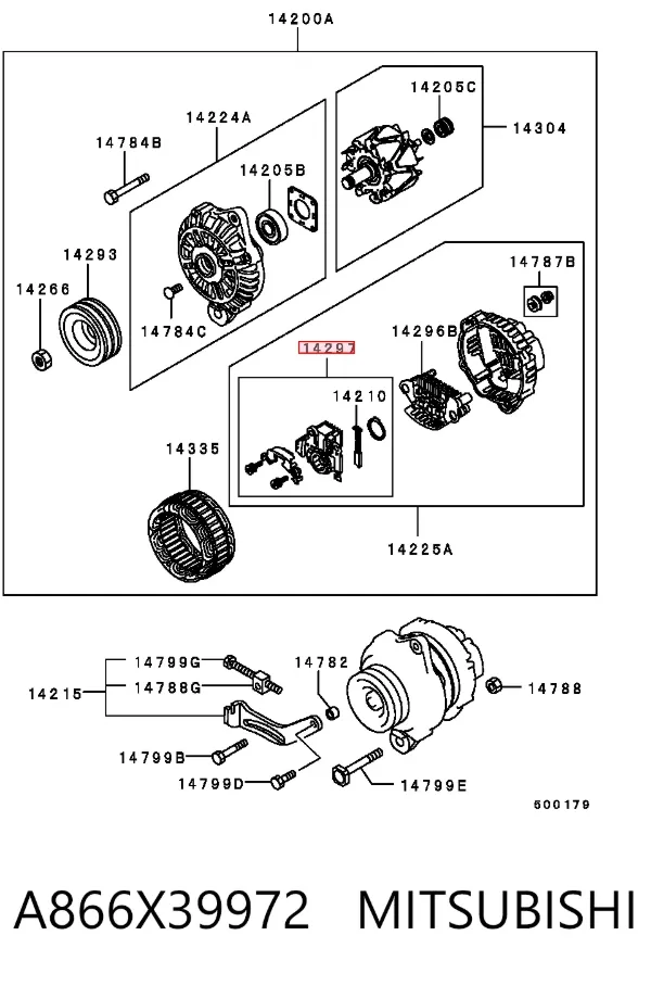 Regulator alternatora (przekaźnik ładowania) A866X39972 Mitsubishi