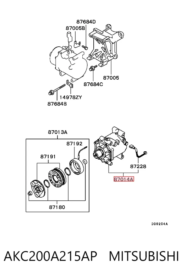 Sprężarka klimatyzacji AKC200A215AP Mitsubishi