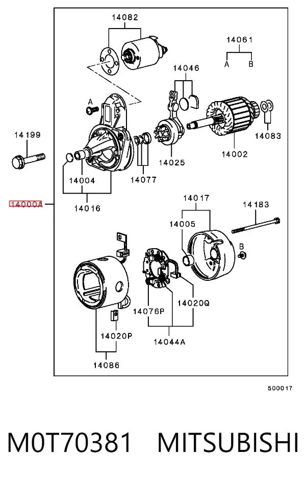 Rozrusznik M0T70381 Mitsubishi