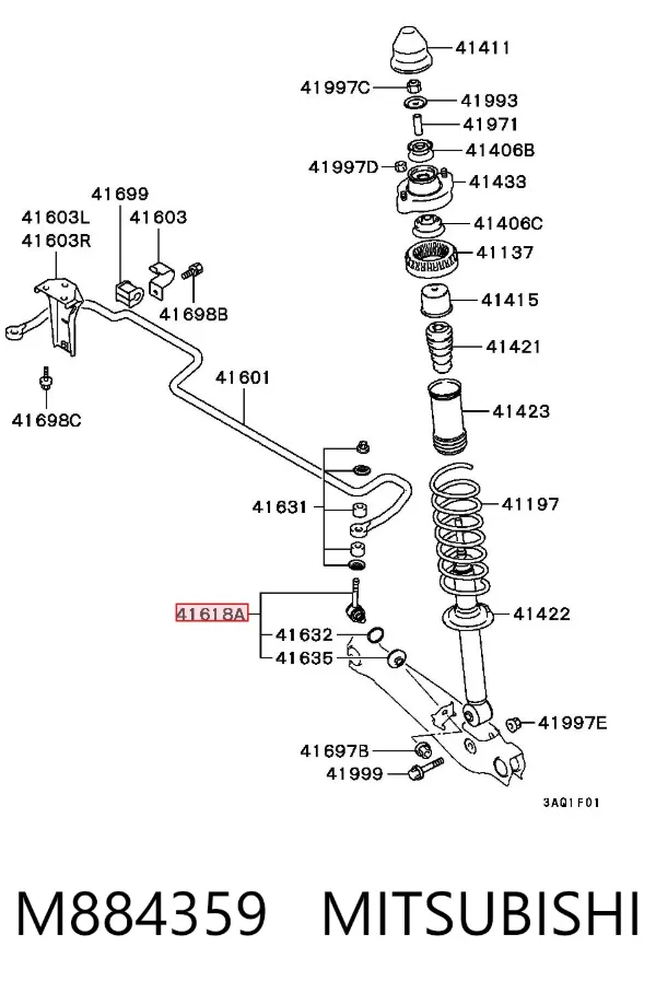 Łącznik stabilizatora tylnego M884359 Mitsubishi