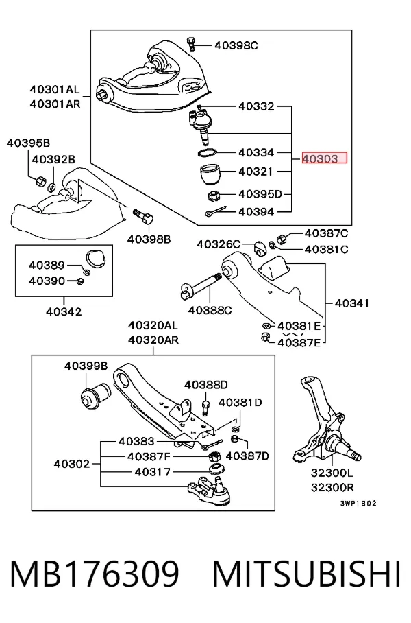 Sworzeń wahacza górny MB176309 Mitsubishi