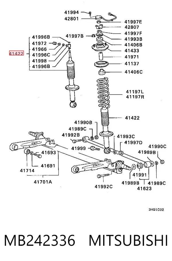 Amortyzator tylny MB242336 Mitsubishi