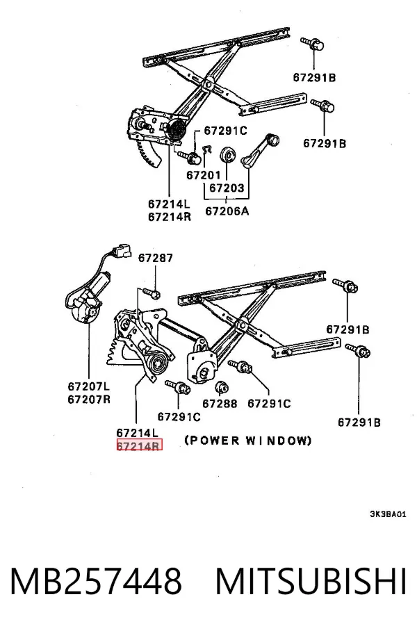 Mechanizm podnoszenia szyby drzwi przednich prawych Mitsubishi Pajero I