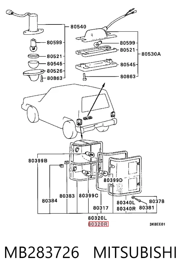 Lampa zespolona tylna prawa Mitsubishi Pajero I