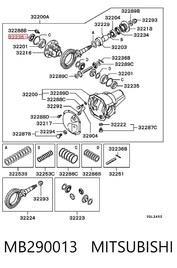 Uszczelniacz półosi mostu przedniego MB290013 Mitsubishi