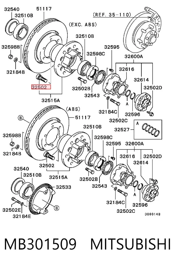 Szpilka koła przednia MB301509 Mitsubishi