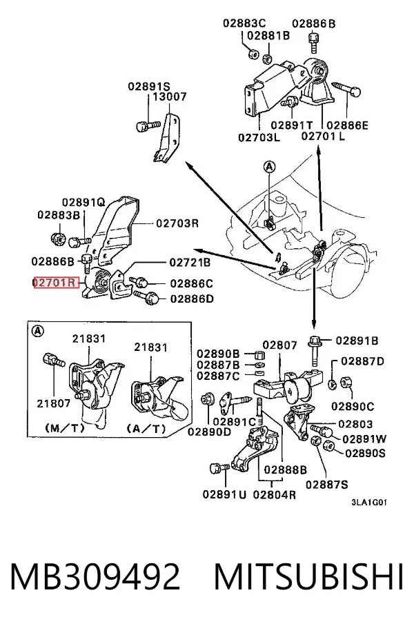 Poduszka (podpora) silnika przednia MB309492 Mitsubishi