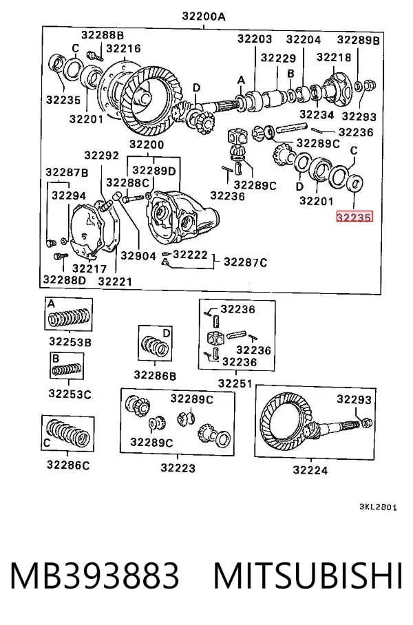 Uszczelniacz półosi mostu przedniego MB393883 Mitsubishi