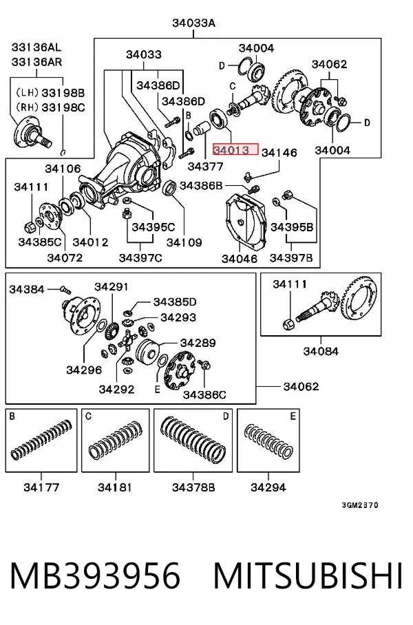 Łożysko piasty przedniej MB393956 Mitsubishi