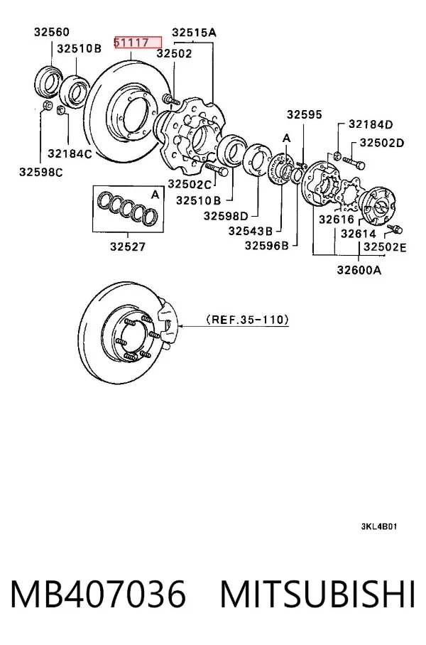 Tarcza hamulcowa przednia MB407036 Mitsubishi