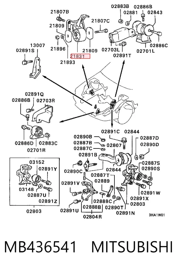 Poduszka (podpora) silnika prawa MB436541 Mitsubishi