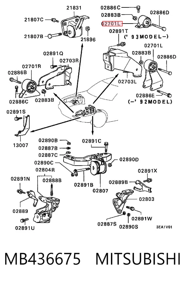 Poduszka (podpora) silnika tylna MB436675 Mitsubishi