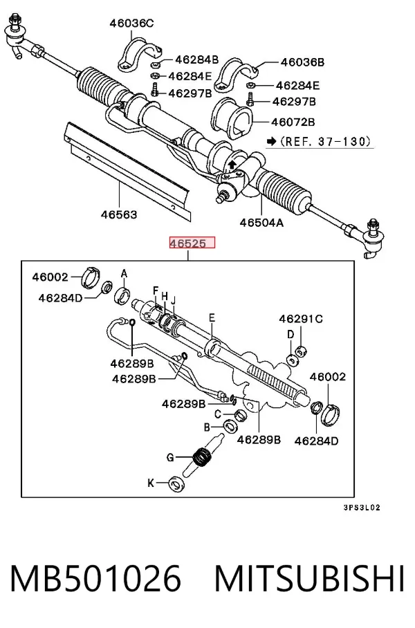 Zestaw naprawczy maglownicy (mechanizmu) (zestaw uszczelniaczy) MB501026 Mitsubishi