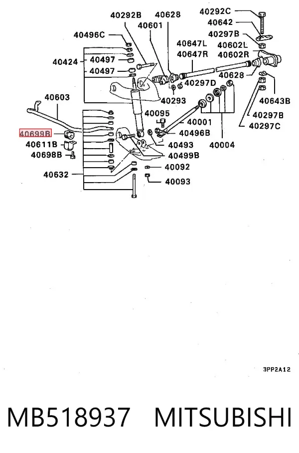 Tuleja stabilizatora przedniego Mitsubishi L 300 P0W, P1W, P2W