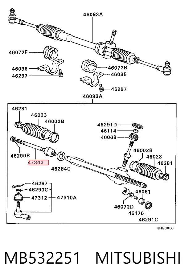Drążek kierowniczy MB532251 Mitsubishi