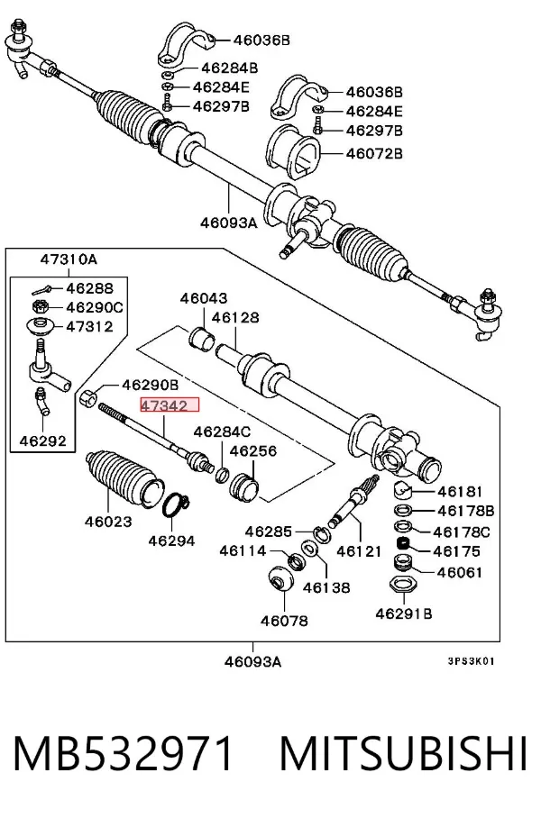Drążek kierowniczy MB532971 Mitsubishi