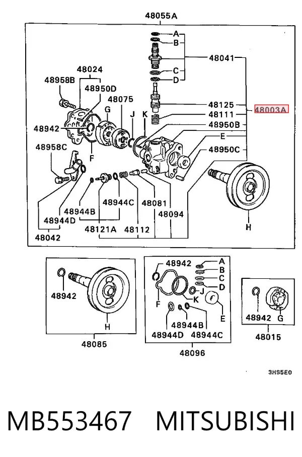 Pompa wspomagania hydraulicznego kierownicy MB553467 Mitsubishi