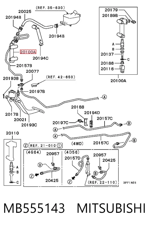 Cylinder sprzęgła główny MB555143 Mitsubishi
