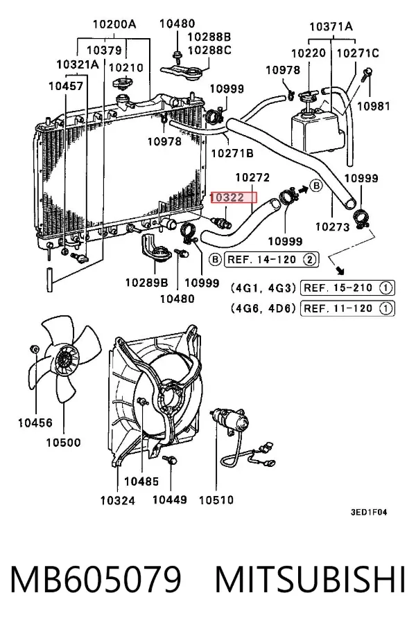 Czujnik temperatury płynu chłodzącego (włączenia wentylatora chłodnicy) MB605079 Mitsubishi