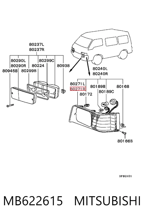 Kierunkowskaz prawy MB622615 Mitsubishi