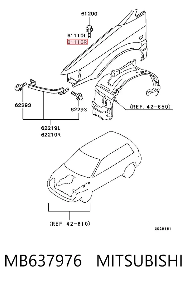 Błotnik przedni prawy Mitsubishi Space Wagon II