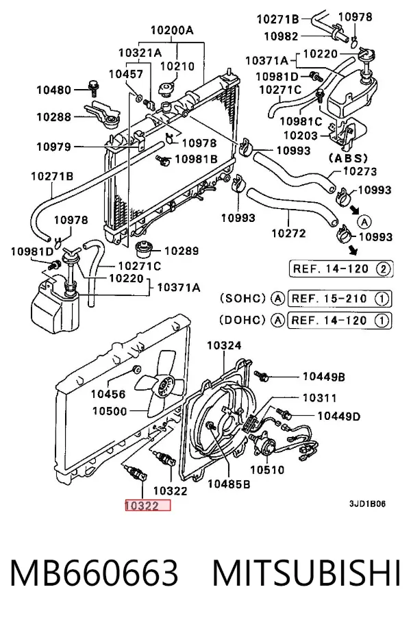 Czujnik temperatury płynu chłodzącego (włączenia wentylatora chłodnicy) MB660663 Mitsubishi