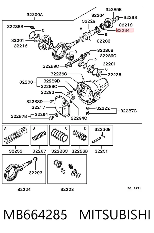 Uszczelniacz końcówki reduktora mostu przedniego MB664285 Mitsubishi