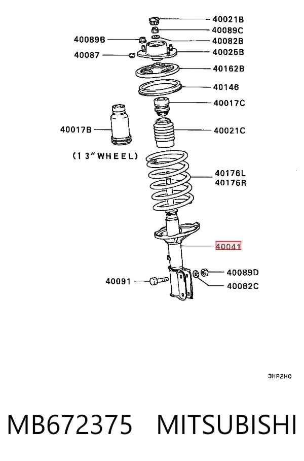 Amortyzator przedni MB672375 Mitsubishi