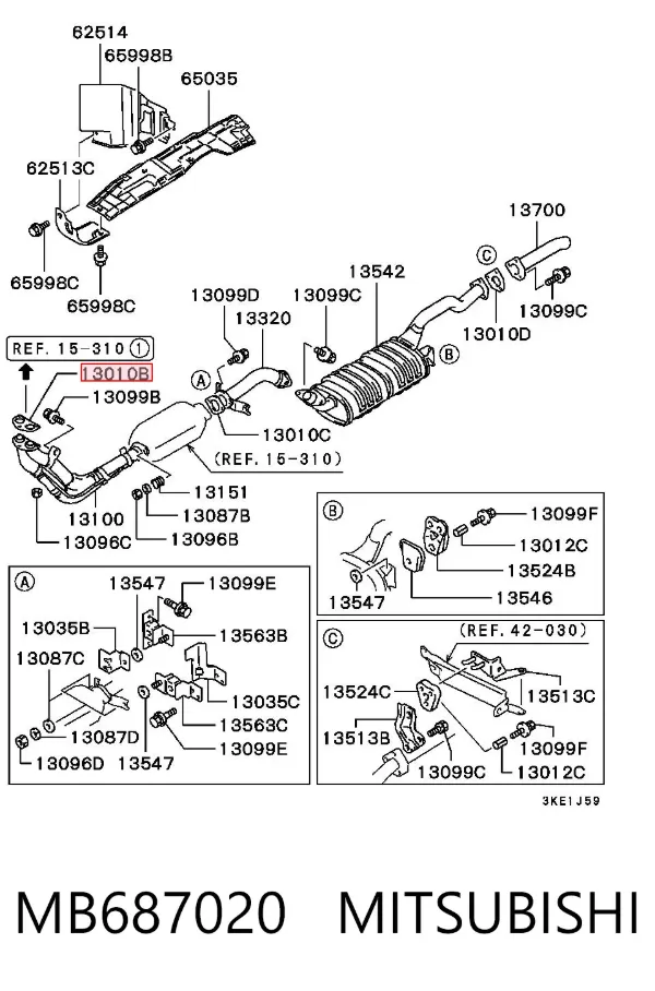 Uszczelka rury odbiornika tłumika MB687020 Mitsubishi