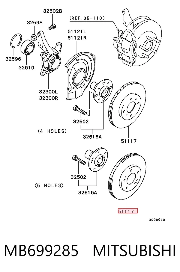 Tarcza hamulcowa przednia MB699285 Mitsubishi
