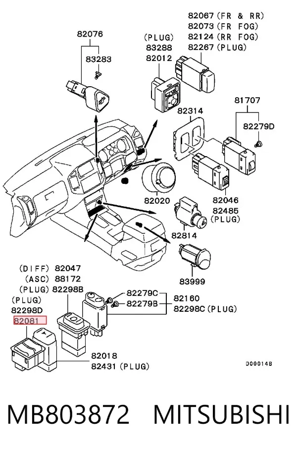 Przycisk podgrzewania fotela MB803872 Mitsubishi