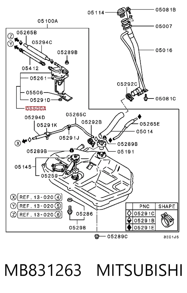 Pompa paliwa elektryczna zanurzeniowa MB831263 Mitsubishi