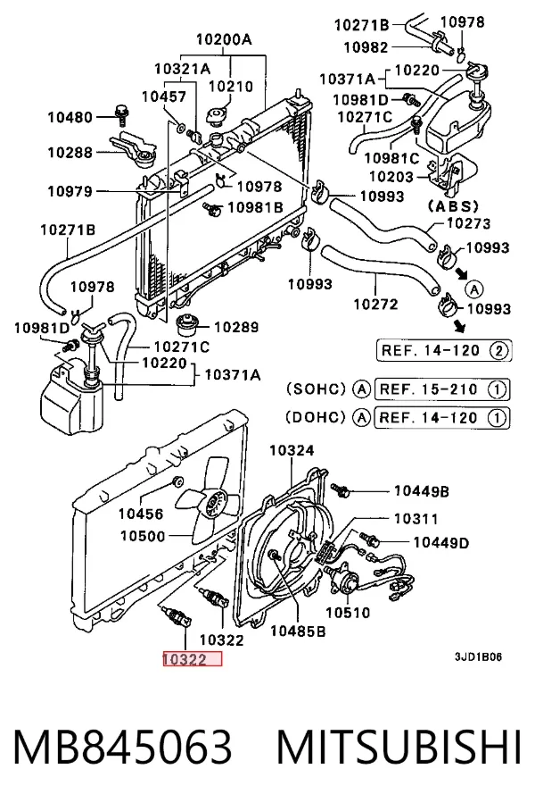 Czujnik temperatury płynu chłodzącego (włączenia wentylatora chłodnicy) MB845063 Mitsubishi