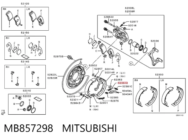Zestaw naprawczy hamulca postojowego (ręcznego) Mitsubishi ASX GA