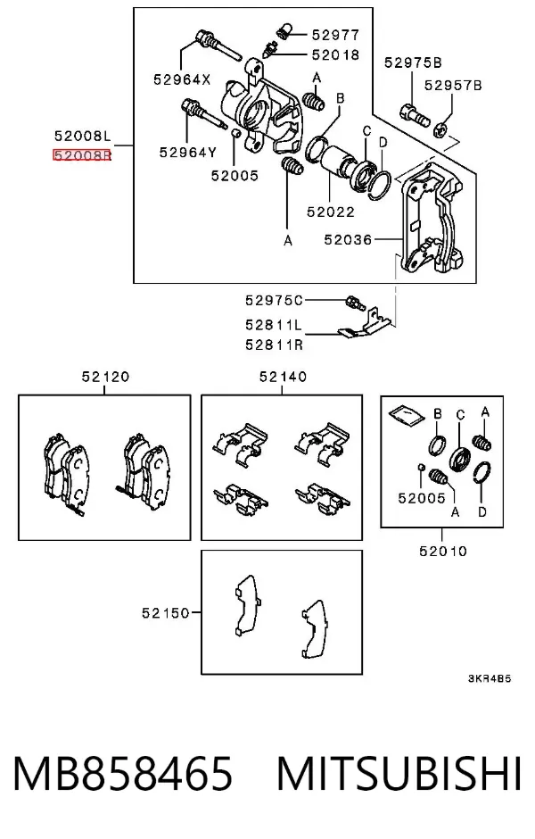Zacisk hamulcowy tylny prawy MB858465 Mitsubishi