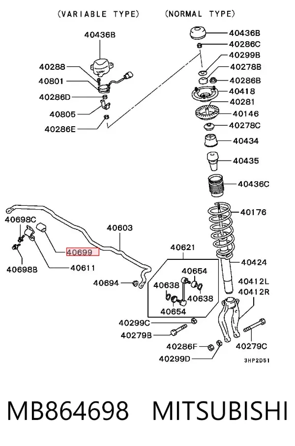 Tuleja stabilizatora przedniego MB864698 Mitsubishi
