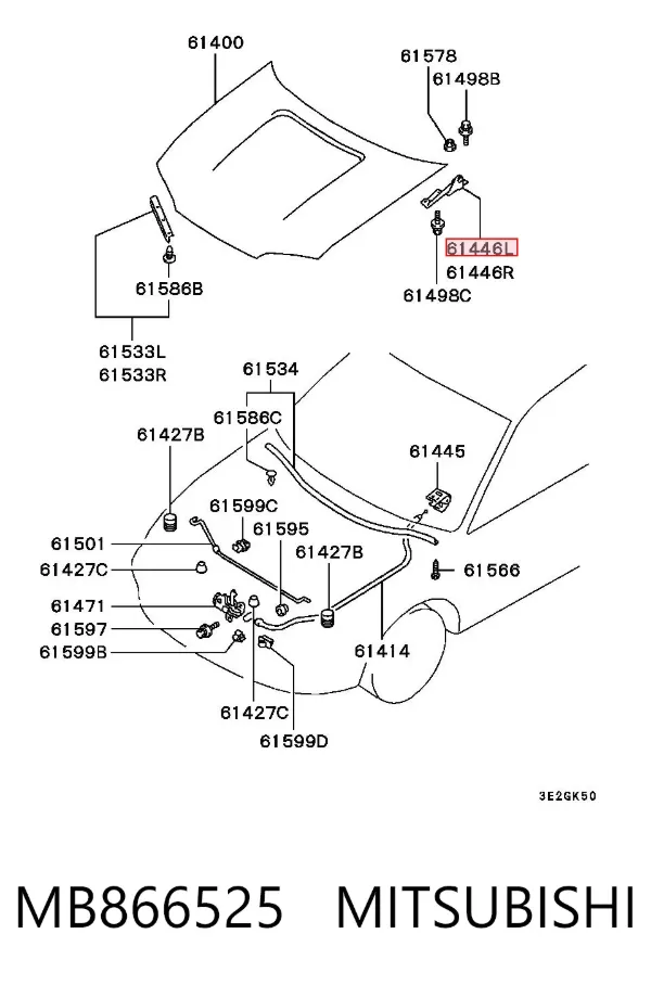 Zawias maski lewy MB866525 Mitsubishi