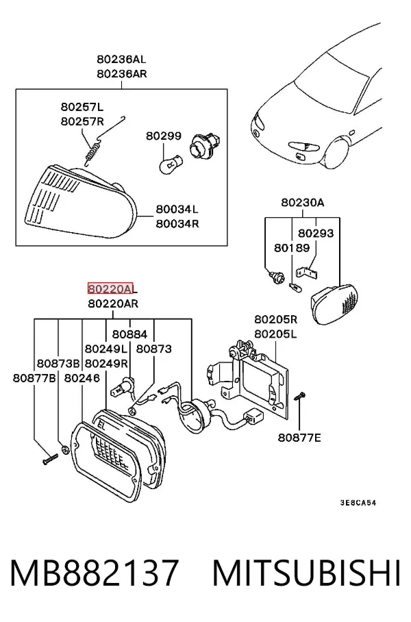 Lampa przeciwmgielna lewa MB882137 Mitsubishi