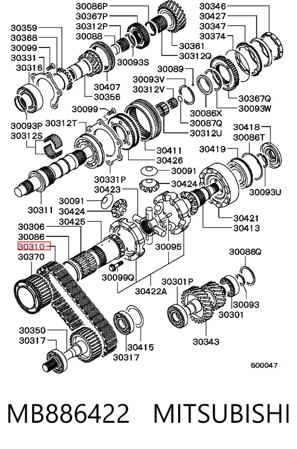 Łańcuch napędowy skrzyni rozdzielczej MB886422 Mitsubishi